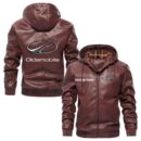 Custom Name Oldsmobile PU Leather Hooded Jacket – Personalized Logo Car Motorcycle Model