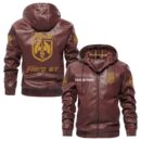 Custom Name Pontiac Fiero PU Leather Hooded Jacket – Personalized Logo Car Motorcycle Model