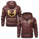 Custom Name Pontiac Trans Am PU Leather Hooded Jacket – Personalized Logo Car Motorcycle Model