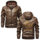 Custom Name Scania V8 PU Leather Hooded Jacket – Personalized Logo Car Motorcycle Model