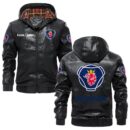 Custom Name Scania PU Leather Hooded Jacket – Personalized Logo Car Motorcycle Model