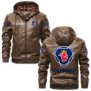 Custom Name Scania PU Leather Hooded Jacket – Personalized Logo Car Motorcycle Model