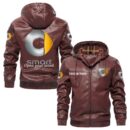 Custom Name Smart PU Leather Hooded Jacket – Personalized Logo Car Motorcycle Model