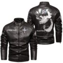 Custom Name Ford Mustang Skull Leather Jacket - Personalized Logo Car Motorcycle Model