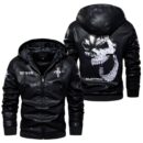 Custom Name Ford Mustang Skull Leather Jacket - Personalized Logo Car Motorcycle Model