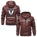 Custom Name Valtra PU Leather Hooded Jacket – Personalized Logo Car Motorcycle Model
