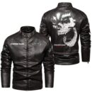 Custom Name Freightliner Group Skull Leather Jacket - Personalized Logo Car Motorcycle Model
