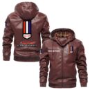 Custom Name Camaro Ss PU Leather Hooded Jacket – Personalized Logo Car Motorcycle Model