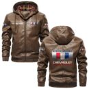 Custom Name Camaro PU Leather Hooded Jacket – Personalized Logo Car Motorcycle Model