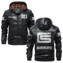 Custom Name Carroll Shelby PU Leather Hooded Jacket – Personalized Logo Car Motorcycle Model