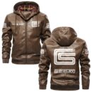 Custom Name Carroll Shelby PU Leather Hooded Jacket – Personalized Logo Car Motorcycle Model