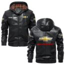 Custom Name Chevy Silverado PU Leather Hooded Jacket – Personalized Logo Car Motorcycle Model