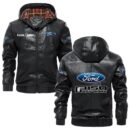 Custom Name Ford F150 PU Leather Hooded Jacket – Personalized Logo Car Motorcycle Model