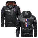 Custom Name Ford Mustang 2 PU Leather Hooded Jacket – Personalized Logo Car Motorcycle Model