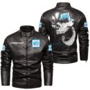 Custom Name General Motors Skull Leather Jacket - Personalized Logo Car Motorcycle Model