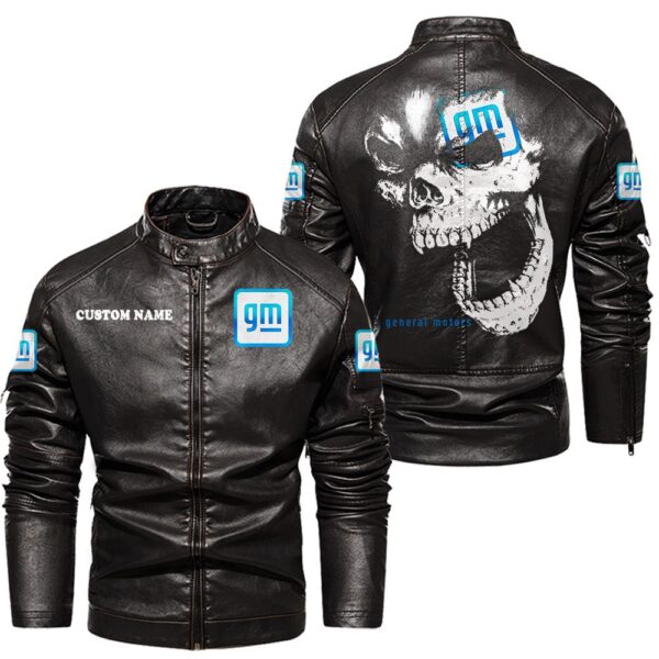 Custom Name General Motors Skull Leather Jacket - Personalized Logo Car Motorcycle Model - Image 3