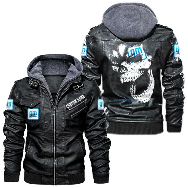 Custom Name General Motors Skull Leather Jacket - Personalized Logo Car Motorcycle Model