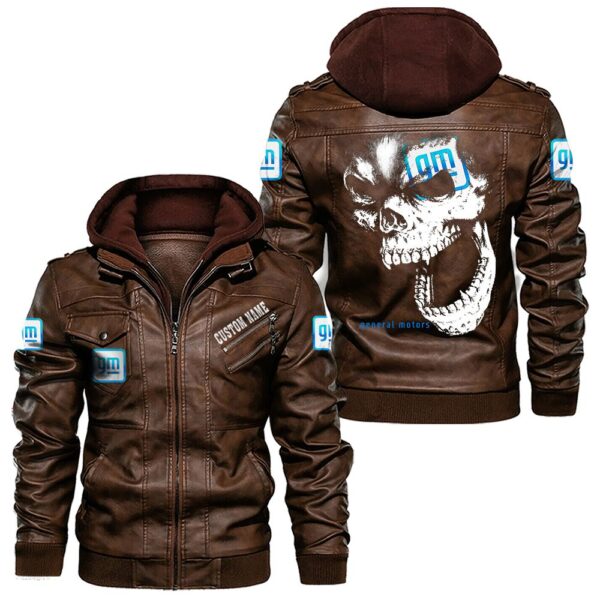 Custom Name General Motors Skull Leather Jacket - Personalized Logo Car Motorcycle Model - Image 2