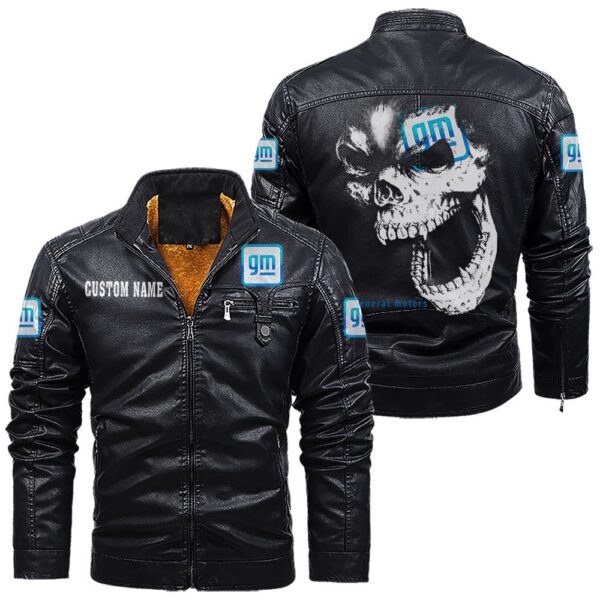Custom Name General Motors Skull Leather Jacket - Personalized Logo Car Motorcycle Model - Image 9