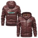 Custom Name Ford Thunderbird PU Leather Hooded Jacket – Personalized Logo Car Motorcycle Model