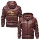 Custom Name Mustang Racing PU Leather Hooded Jacket – Personalized Logo Car Motorcycle Model