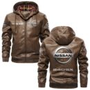 Custom Name Nissan 240sx PU Leather Hooded Jacket – Personalized Logo Car Motorcycle Model