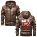 Custom Name Nissan Gtr PU Leather Hooded Jacket – Personalized Logo Car Motorcycle Model