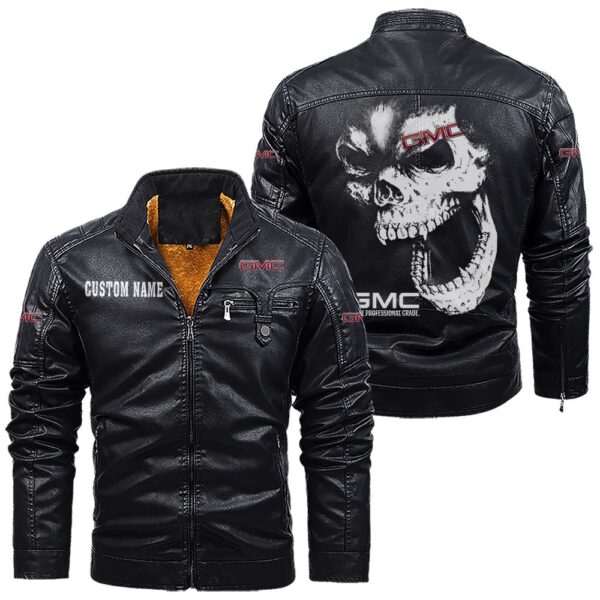 Custom Name Gmc Skull Leather Jacket - Personalized Logo Car Motorcycle Model - Image 9