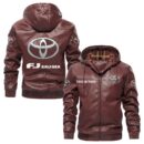 Custom Name Toyota Fj Cruiser PU Leather Hooded Jacket – Personalized Logo Car Motorcycle Model