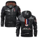 Custom Name Zl1 PU Leather Hooded Jacket - Personalized Logo Car Motorcycle Model