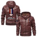 Custom Name Zl1 PU Leather Hooded Jacket - Personalized Logo Car Motorcycle Model