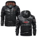 Custom Name Austin Healey PU Leather Hooded Jacket – Personalized Logo Car Motorcycle Model