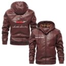 Custom Name Austin Healey PU Leather Hooded Jacket – Personalized Logo Car Motorcycle Model