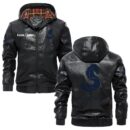 Custom Name Beneteau PU Leather Hooded Jacket – Personalized Logo Car Motorcycle Model