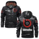 Custom Name Bimota PU Leather Hooded Jacket – Personalized Logo Car Motorcycle Model