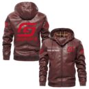 Custom Name Gas Gas PU Leather Hooded Jacket – Personalized Logo Car Motorcycle Model