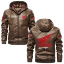 Custom Name Honda Motor PU Leather Hooded Jacket – Personalized Logo Car Motorcycle Model