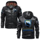 Custom Name Husaberg PU Leather Hooded Jacket – Personalized Logo Car Motorcycle Model