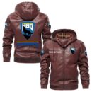 Custom Name Husaberg PU Leather Hooded Jacket – Personalized Logo Car Motorcycle Model