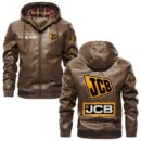 Custom Name Jcb PU Leather Hooded Jacket – Personalized Logo Car Motorcycle Model