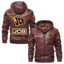 Custom Name Jcb PU Leather Hooded Jacket – Personalized Logo Car Motorcycle Model