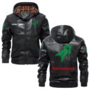 Custom Name Kverneland PU Leather Hooded Jacket – Personalized Logo Car Motorcycle Model