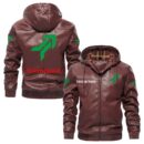 Custom Name Kverneland PU Leather Hooded Jacket – Personalized Logo Car Motorcycle Model