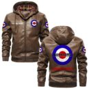 Custom Name Lambretta PU Leather Hooded Jacket – Personalized Logo Car Motorcycle Model