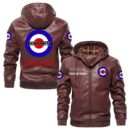 Custom Name Lambretta PU Leather Hooded Jacket – Personalized Logo Car Motorcycle Model