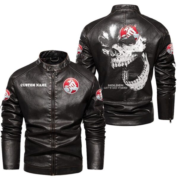 Custom Name Holden Skull Leather Jacket - Personalized Logo Car Motorcycle Model - Image 3