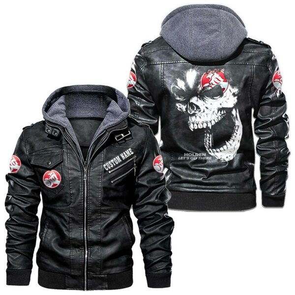 Custom Name Holden Skull Leather Jacket - Personalized Logo Car Motorcycle Model