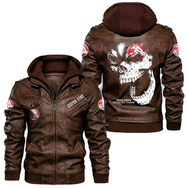 Custom Name Holden Skull Leather Jacket - Personalized Logo Car Motorcycle Model - Image 2