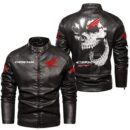 Custom Name Honda Cbr Skull Leather Jacket - Personalized Logo Car Motorcycle Model