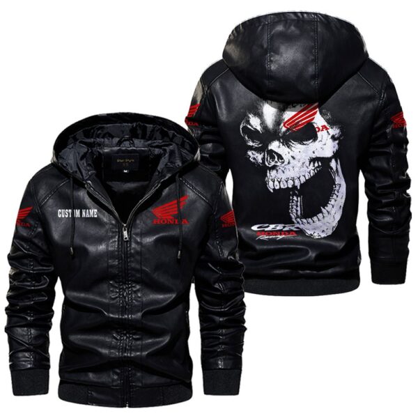 Custom Name Honda Cbr Skull Leather Jacket - Personalized Logo Car Motorcycle Model - Image 5
